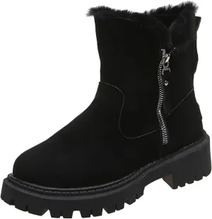 Women's Winter Snow Boots Insulated Non-Slip Outdoor Mid Calf Booties Anti-Slip Warm Faux Fur Lined Boot for Outdoor