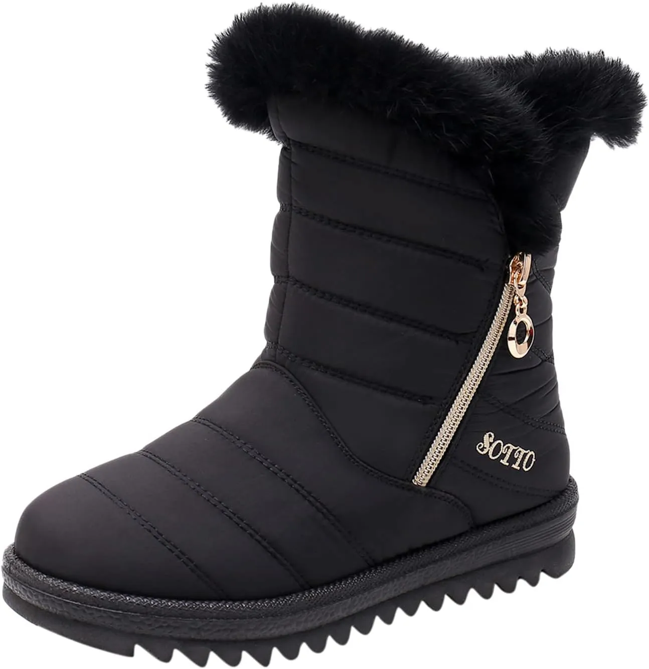 Women's Winter Snow Boots Mid-Calf Lace up Outdoor Winter Shoes Warm Fuzzy Indoor Outdoor Womens Winter Barefoot Shoes