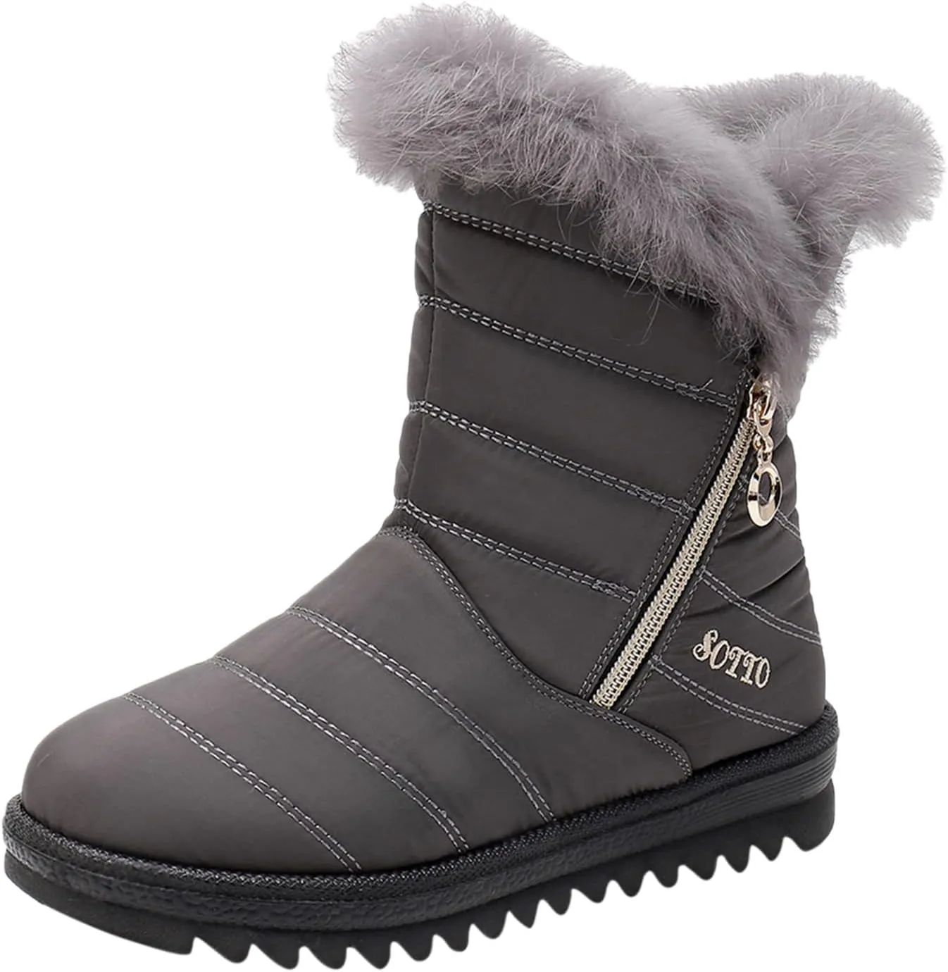 Women's Winter Snow Boots Mid-Calf Lace up Outdoor Winter Shoes Warm Fuzzy Indoor Outdoor Womens Winter Barefoot Shoes