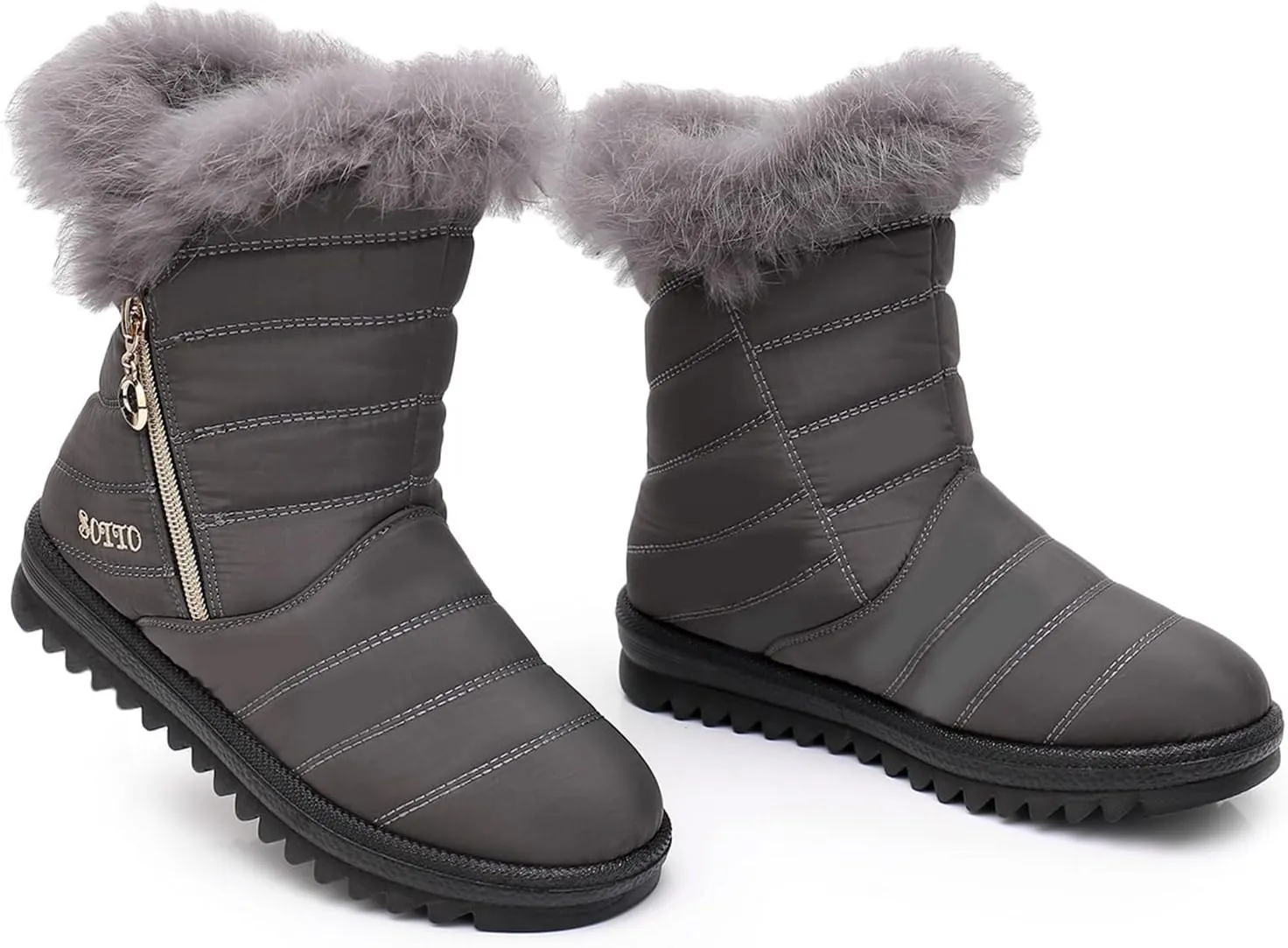 Women's Winter Snow Boots Mid-Calf Lace up Outdoor Winter Shoes Warm Fuzzy Indoor Outdoor Womens Winter Barefoot Shoes