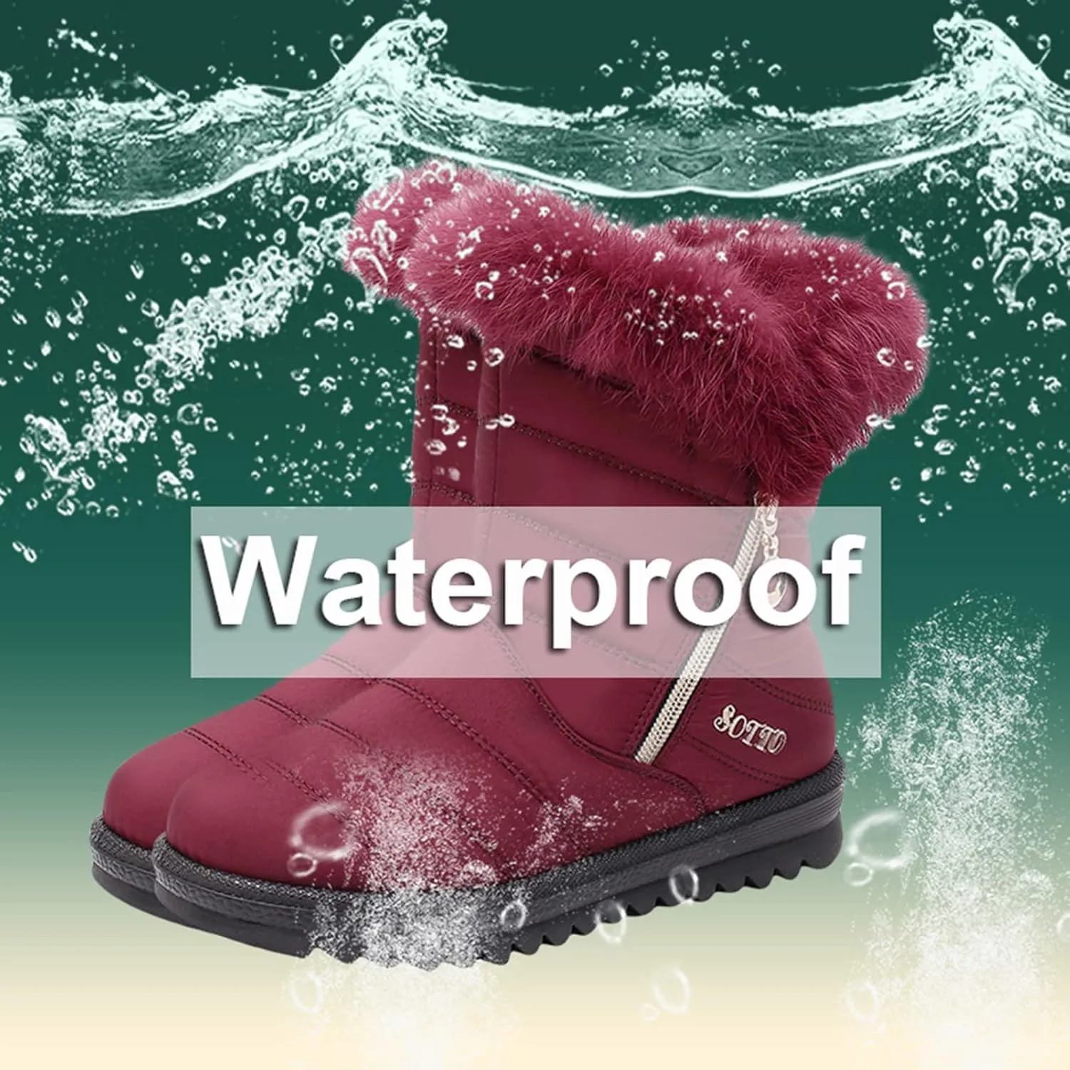 Women's Winter Snow Boots Mid-Calf Lace up Outdoor Winter Shoes Warm Fuzzy Indoor Outdoor Womens Winter Barefoot Shoes