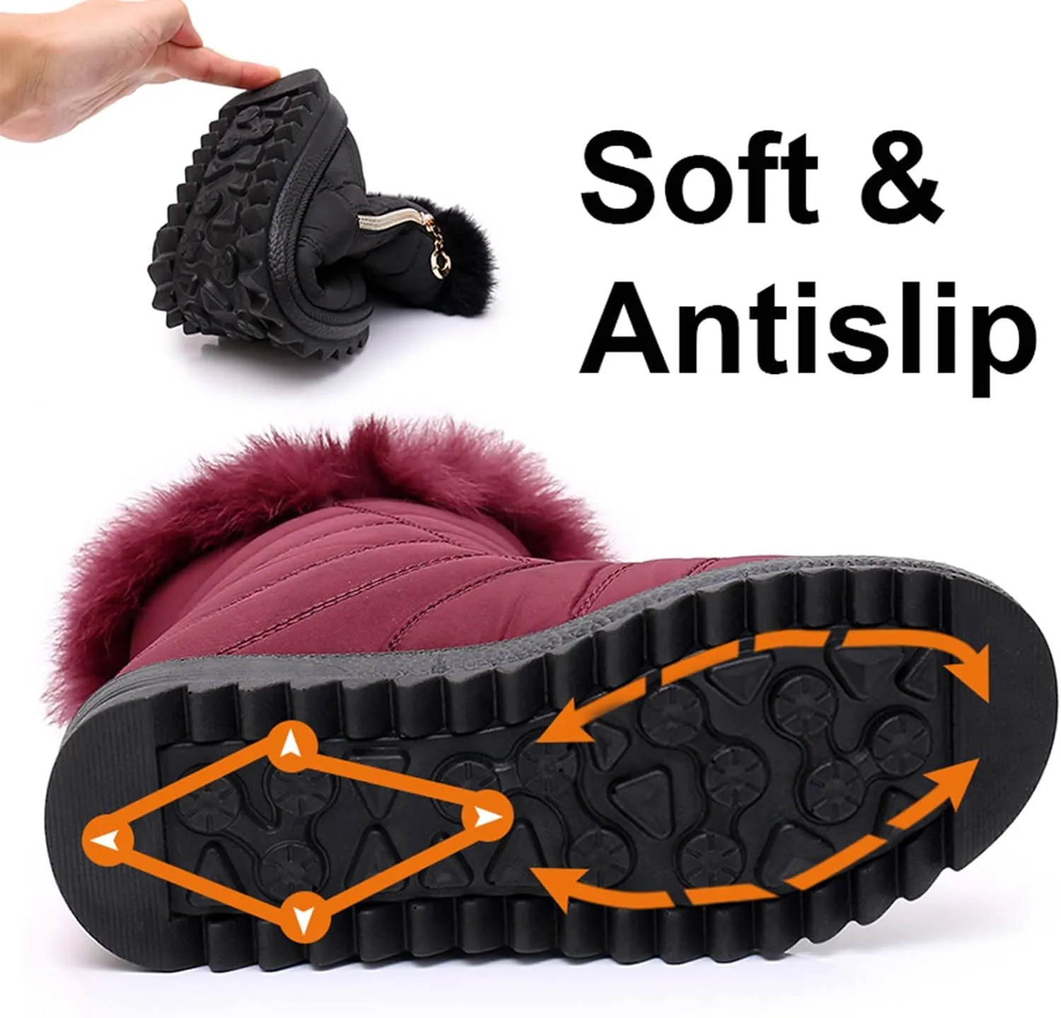 Women's Winter Snow Boots Mid-Calf Lace up Outdoor Winter Shoes Warm Fuzzy Indoor Outdoor Womens Winter Barefoot Shoes