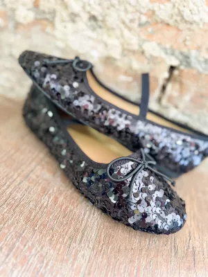 Wynn Black Sequin Ballet Flats - FINAL SALE