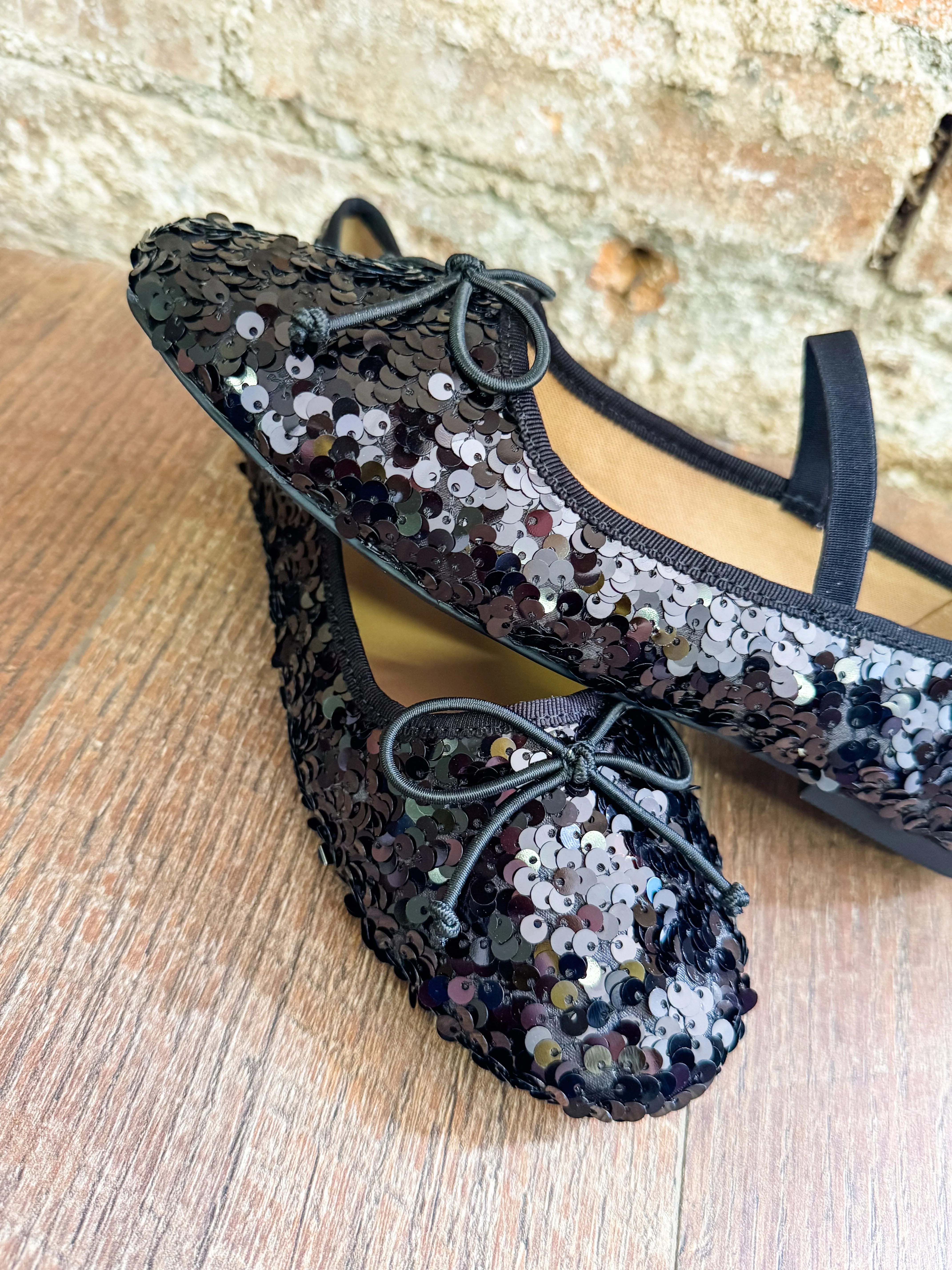 Wynn Black Sequin Ballet Flats - FINAL SALE