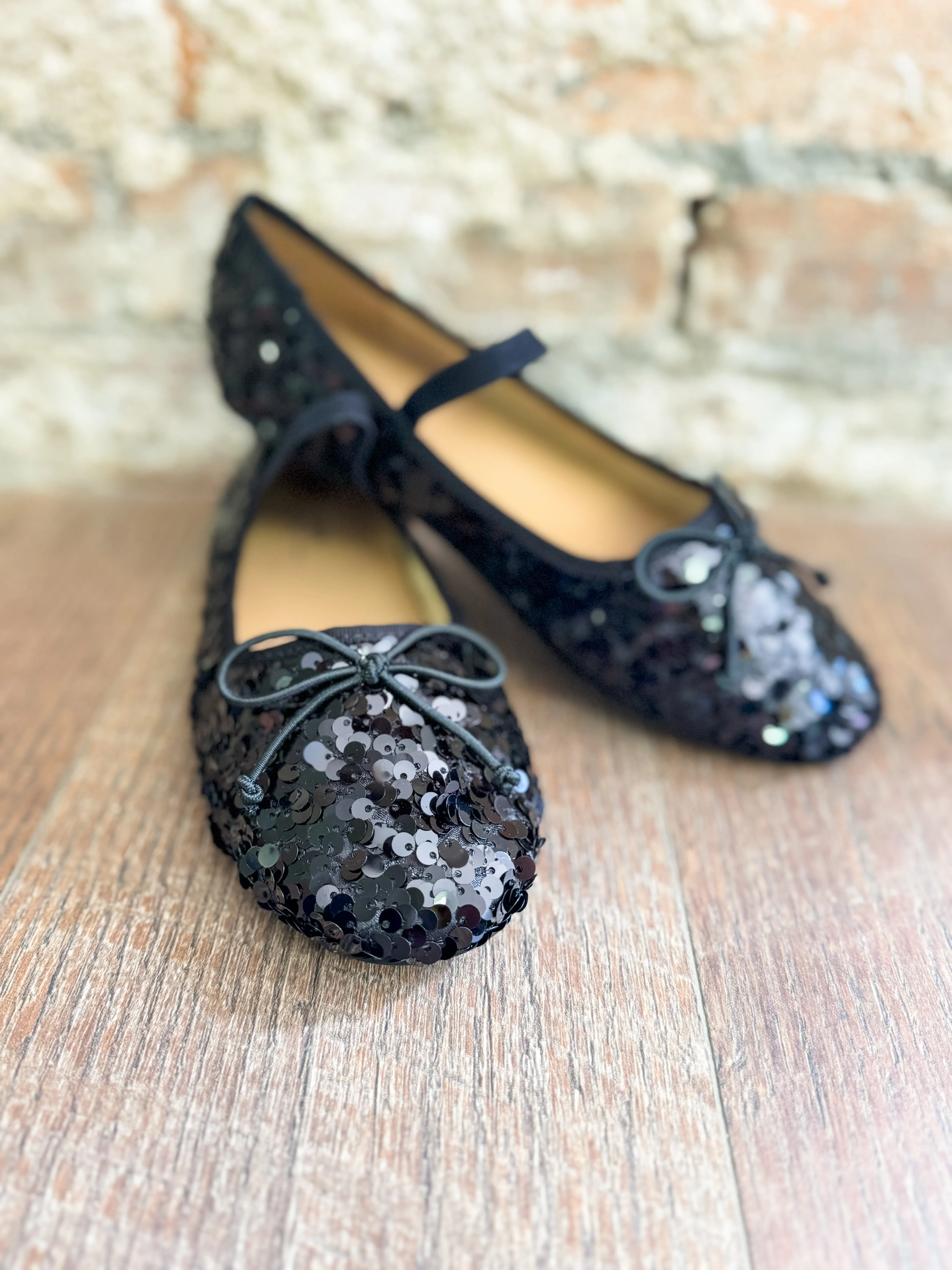 Wynn Black Sequin Ballet Flats - FINAL SALE