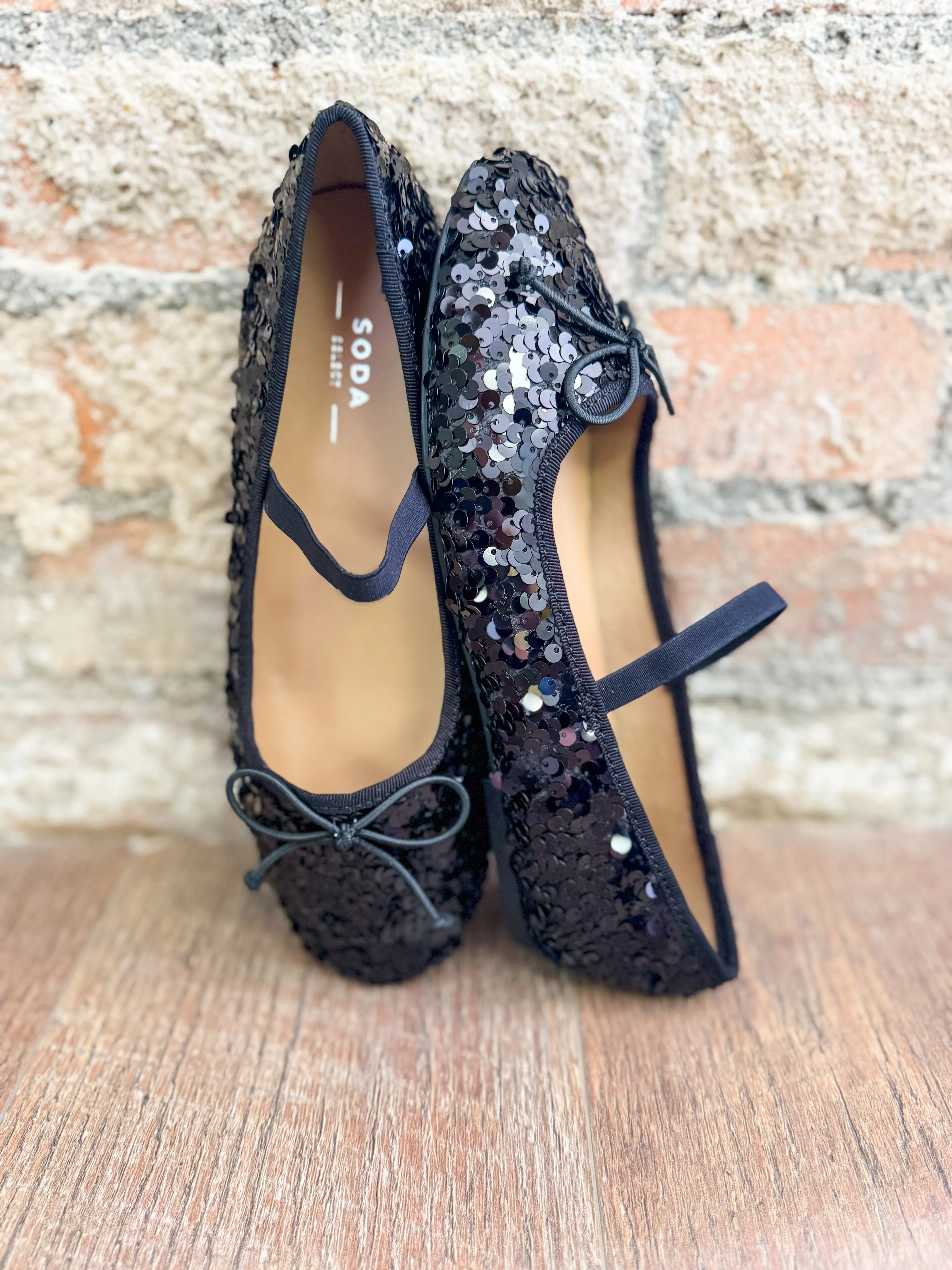Wynn Black Sequin Ballet Flats - FINAL SALE