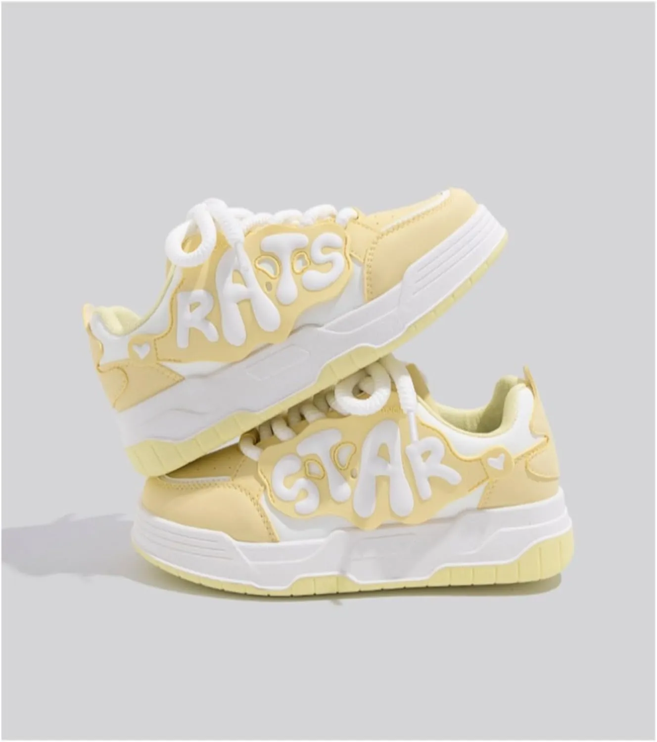 Y2K Graffiti Star Sneakers PU Leather Low Top for Women Cute Aesthetic Casual Streetwear Shoes Soft Sole Comfortable Trainers for School Travel Everyday Style