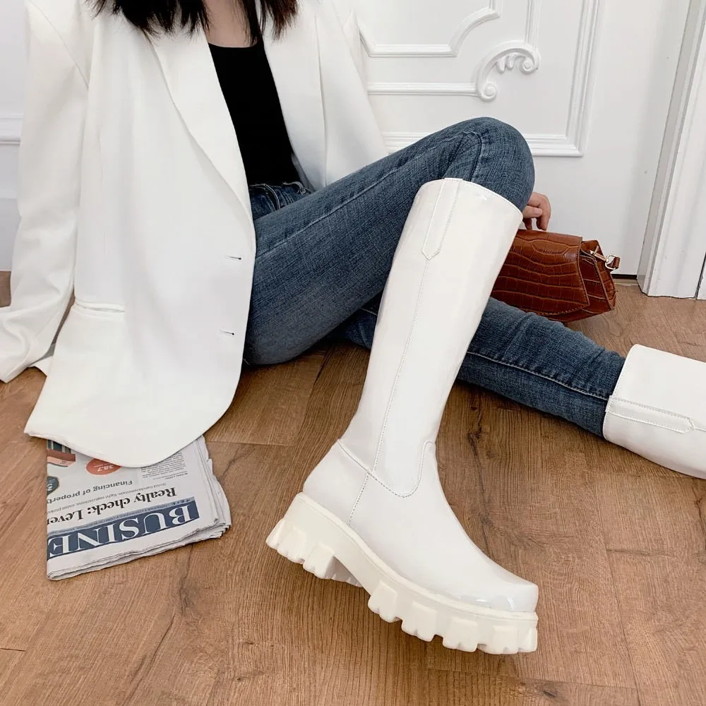 Y2K Shiny Knee-High Boots
