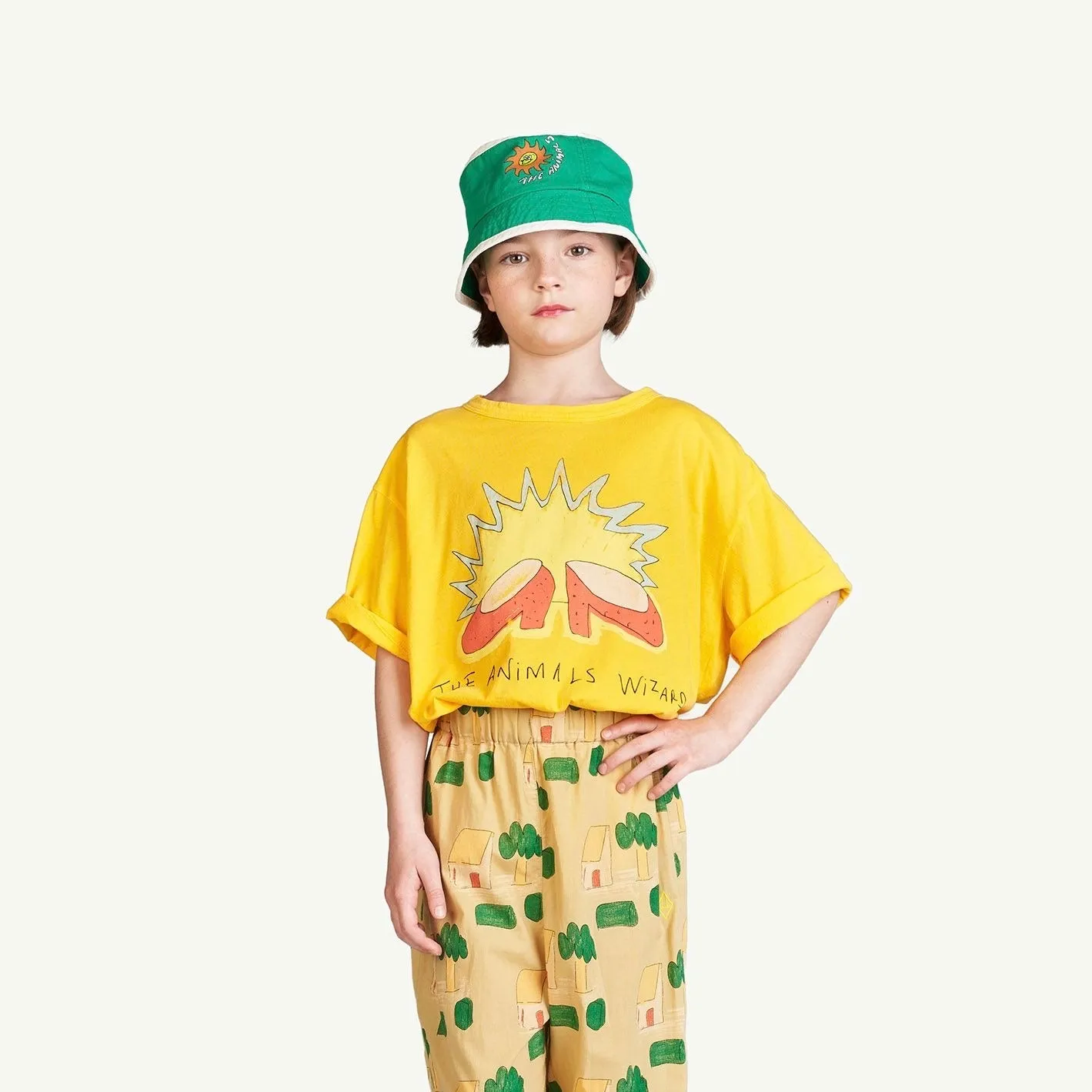Yellow Wizard Rooster Oversize Kids T-Shirt