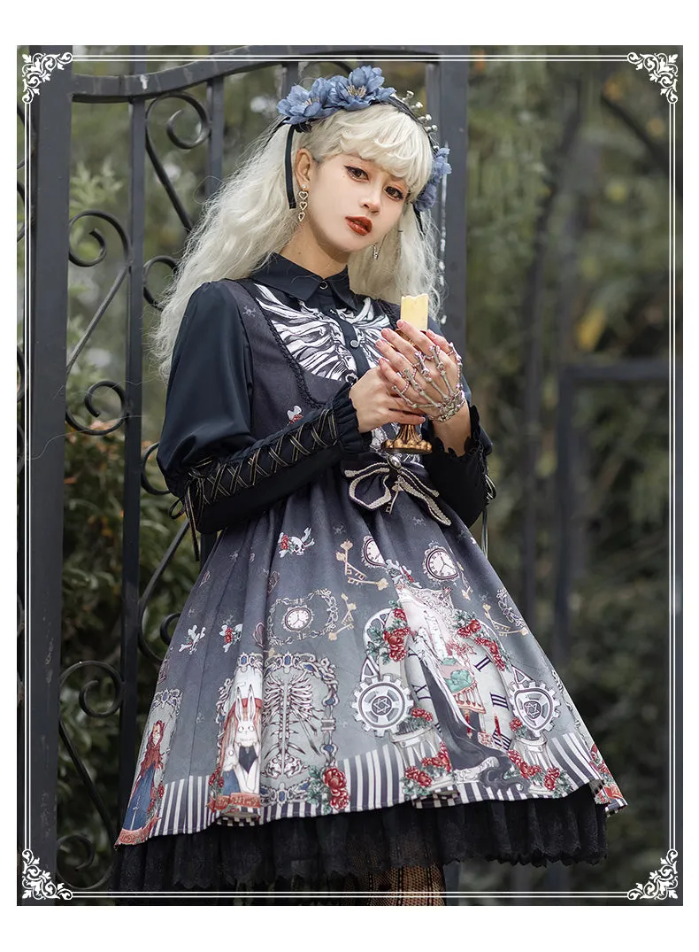 YingLuoFu~Black Fairytale~Gothic Twins Lolita JSK