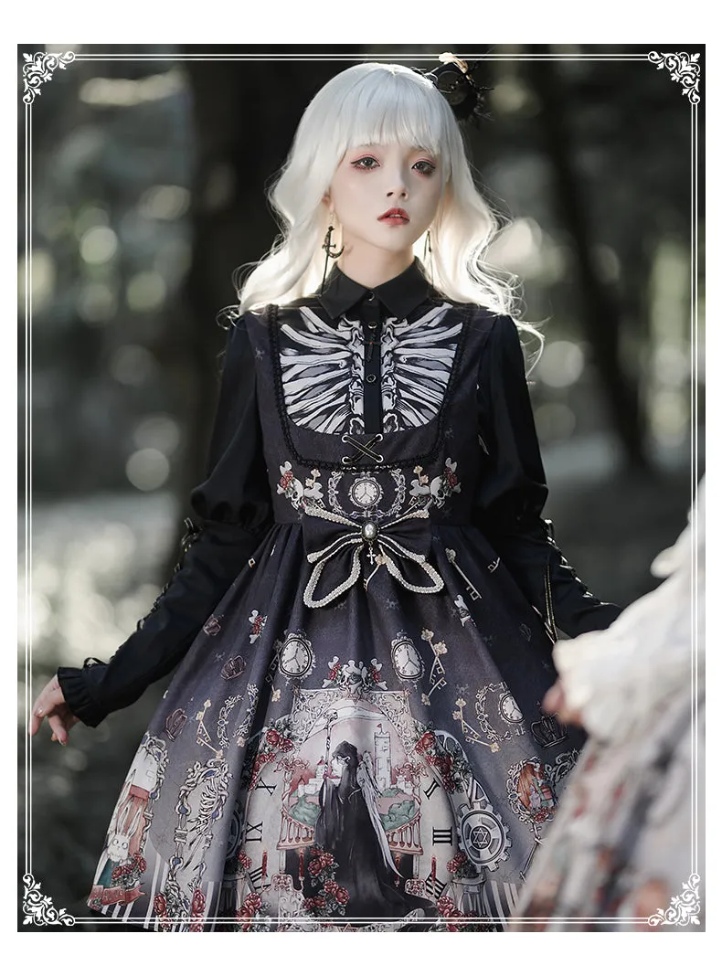 YingLuoFu~Black Fairytale~Gothic Twins Lolita JSK