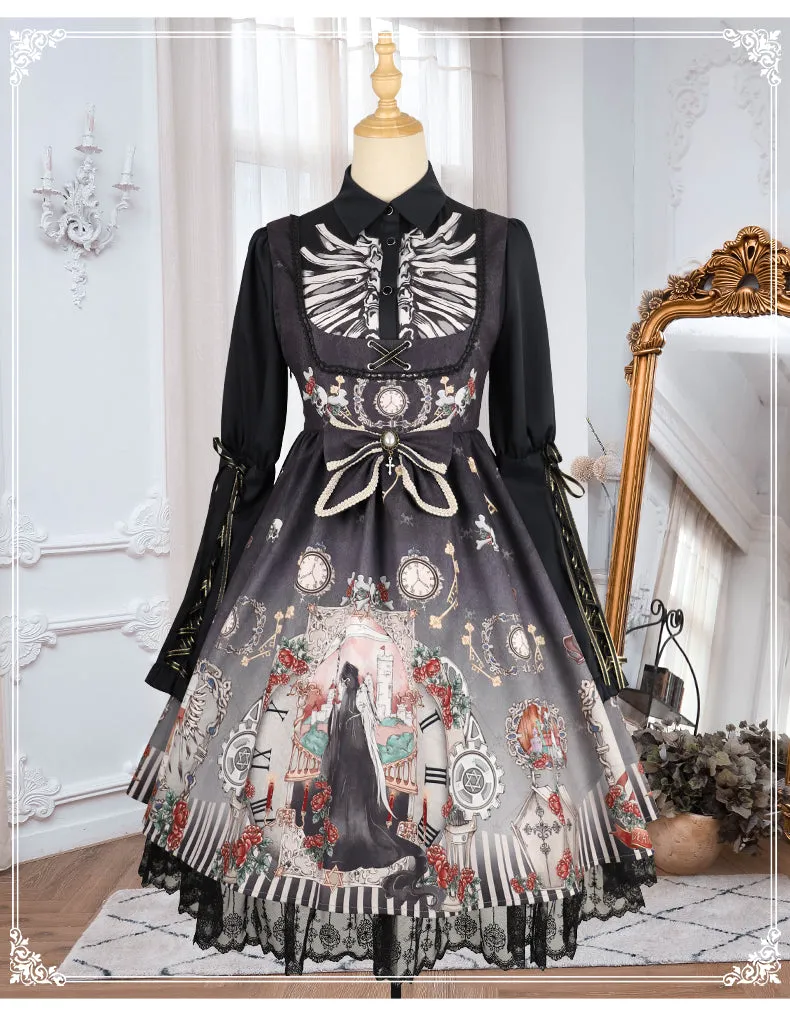 YingLuoFu~Black Fairytale~Gothic Twins Lolita JSK