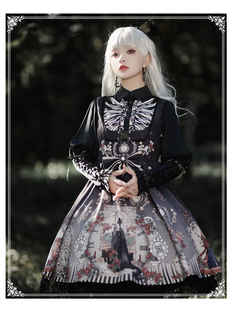 YingLuoFu~Black Fairytale~Gothic Twins Lolita JSK