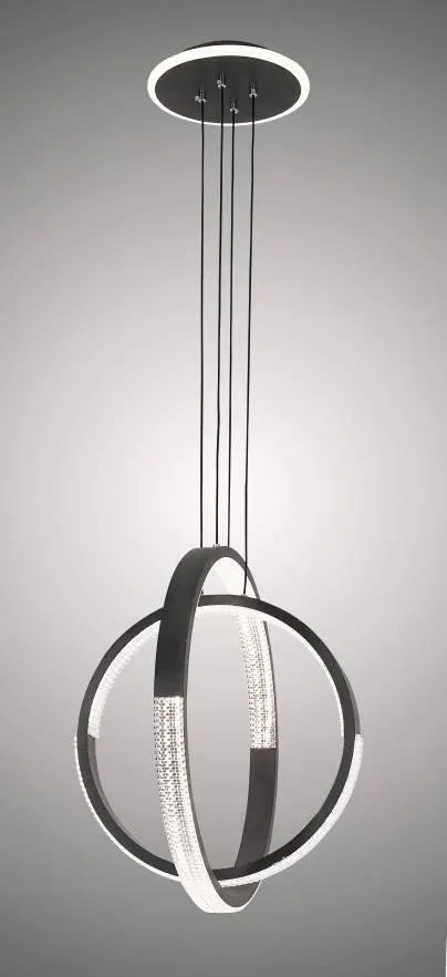 YingYang Modern Luxury Black Vertical Dual Ring LED Pendant Light