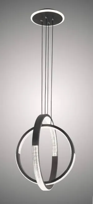 YingYang Modern Luxury Black Vertical Dual Ring LED Pendant Light