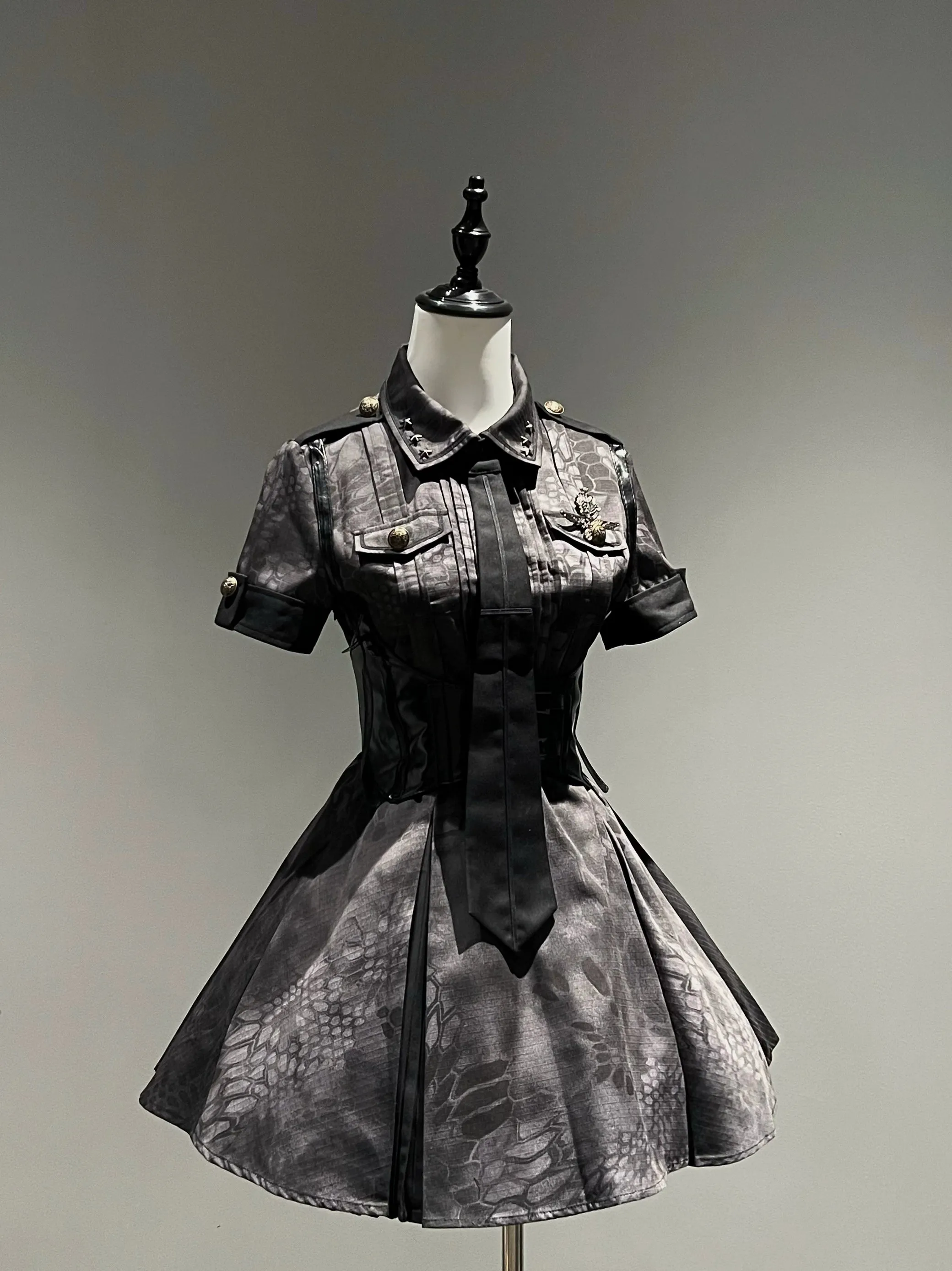 Your Highness~Iron Rose Black Mamba~Gothic Lolita OP Nurse Military Lolita Dress