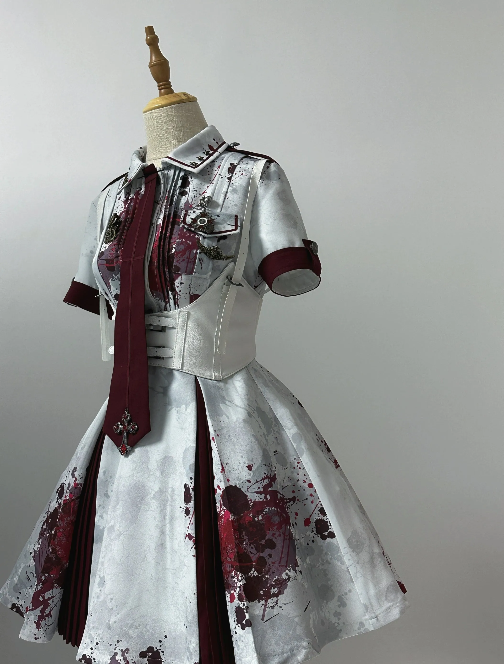 Your Highness~Iron Rose Black Mamba~Gothic Lolita OP Nurse Military Lolita Dress